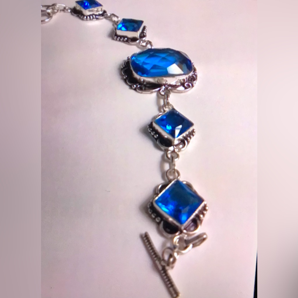 Blue Topaz 925 Sterling Silver Bracelet 98$